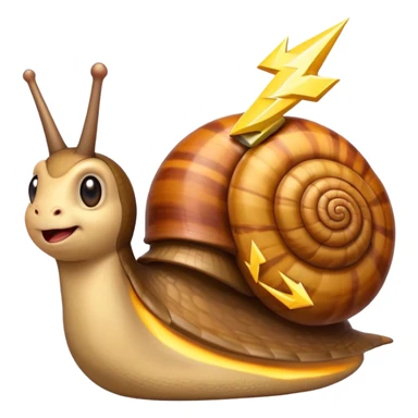 cute snail with a lightning bolt shell glancing sideways emoji style sticker
