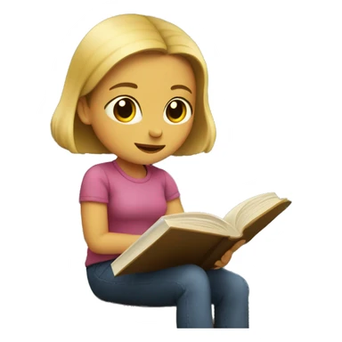 Girls sitting in a library reading a book sticker