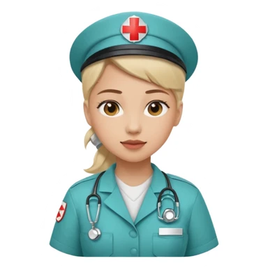 A young medic (woman) contributing to the local hospital sticker