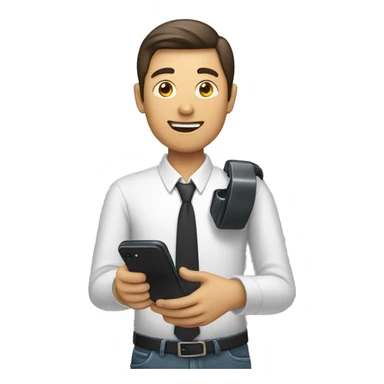 person with a phone in his hand sticker