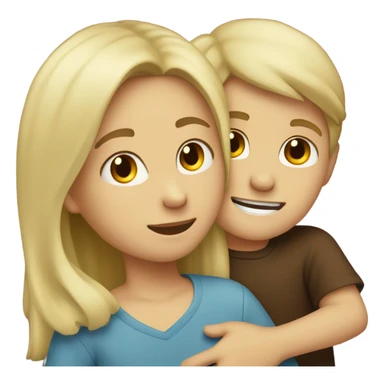 girl with blonde hair hugging a boy with brown hair  sticker
