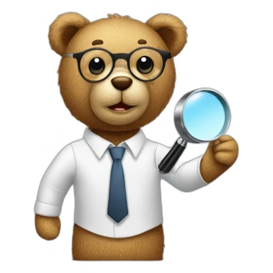 teddy bear with dress shirt and magnifying glass sticker