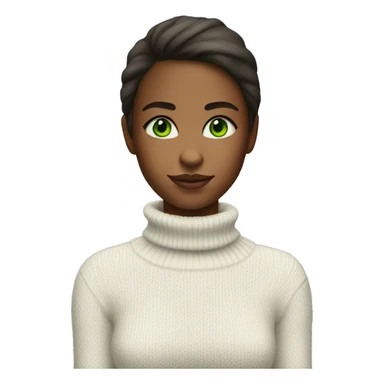 girl in white turtleneck sweater with green eyes sticker