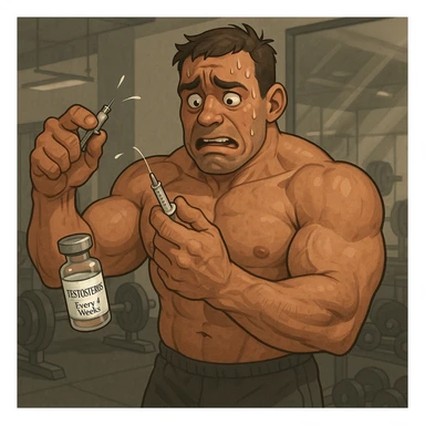  bodybuilder che si fa prendere dalla paura e fa cavolate, come una fiala ogni 2 settimane finisce che sopprimi comunque l'HPT ma senza alcun risultato visibile sticker