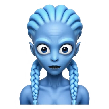 alien with braided hair, blue sticker