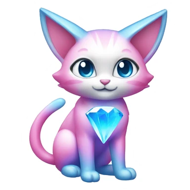 Shiny Pink-Blue-gradient Diamond-Fairy-type-Fakémon-Cat full body sticker