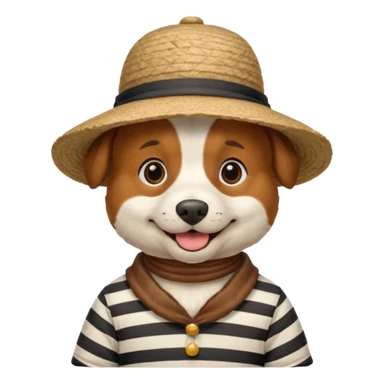 dog wearing gondolier striped shirt and hat sticker