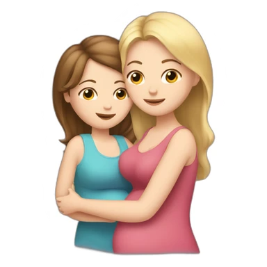 Girl with Brown Hair gives a hug to a pregnant Girl with blond Hair sticker