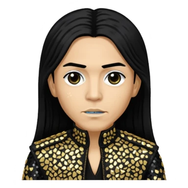 Taboo from Black Eyed Peas with long black hair, black sequin outfit  sticker