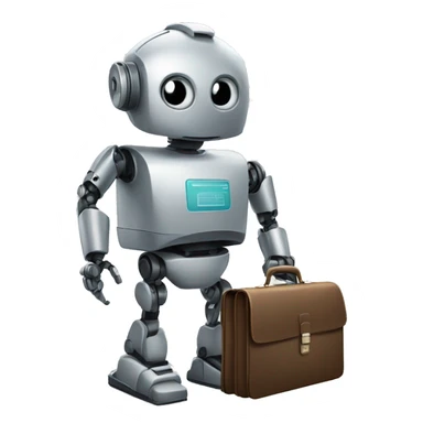 robot holds briefcase sticker