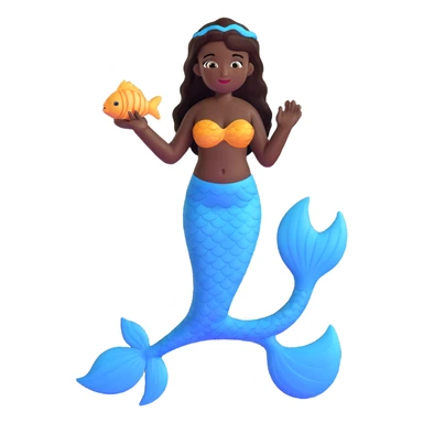 full body black mermaid with dark skin and fish tail sticker