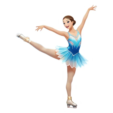 An icon of a theatrical ice show with close-up costumed figure skater performing a dramatic scene on a glowing ice stage. Spotlights, colorful scenery, and a cheering audience in a grand arena convey the magic and artistry of the ice performance. Transparent background included. sticker