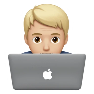 Blonde man using laptop sticker