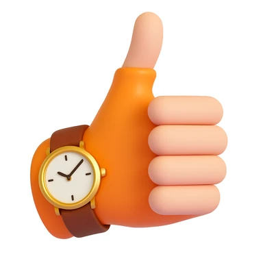 Make the thumbs up emoji wear a wristwatch in a style similar to 3d-emoji sticker
