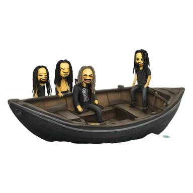 a boat painted to look like the band KoRN sticker