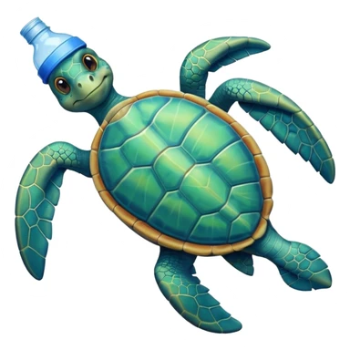 turtle with plastic bottle sticker