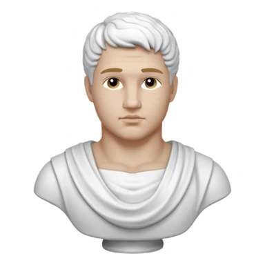 white classical roman bust, hunky,  white stone, no other colours than white sticker