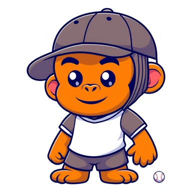 boy ape face with baseball cap sticker