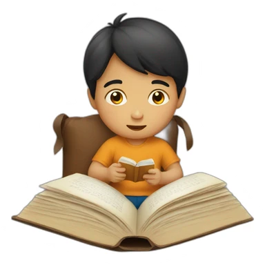 Filipino boy reading a book sticker