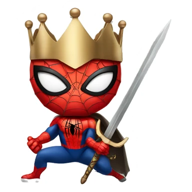 Spider-man with a crown on holding a brave sword sticker