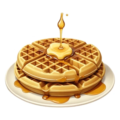 create a waffle on a plate with butter and maple syrup emoji sticker
