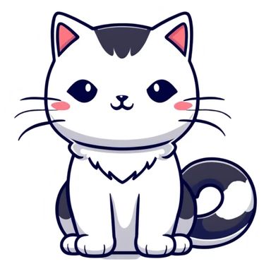 cat with white fur at the bottom and silver stripes at the top sticker