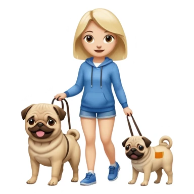 haz una chica rubia paseando a su perro pug sticker