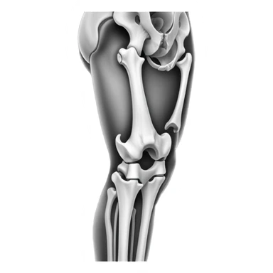 x-ray of knee joint, medical scan showing knee bones sticker