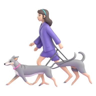 Japanese girl with flowing hair walking a solid grey greyhound with cherry blossoms in the background sticker