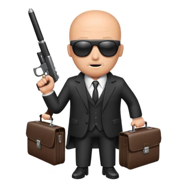 spam can dressed as a hitman, wearing a suit and sunglasses, holding a briefcase sticker