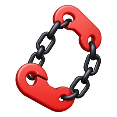 iOS sticker, broken chain, black links, red break, minimal sticker