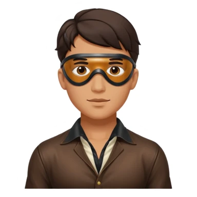 brunette young adult man with leather eye mask and leather halter neck blouse sticker