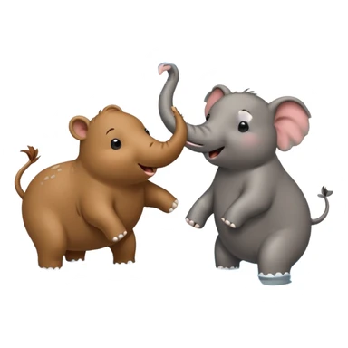 capybara and an elephant play happily with each other on water sticker