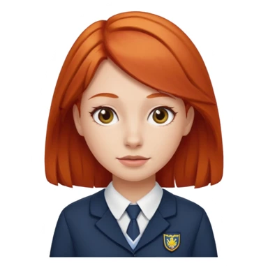 red headed woman with a school in the background sticker