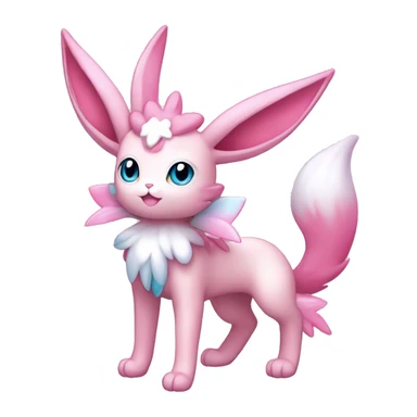 Shiny Pink Sylveon-Fairy-type-Fakémon-Cat full body sticker