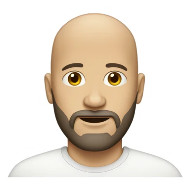 bald man with beard wearing ca sticker