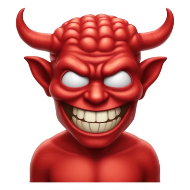 Smiling devil with a smart big brain sticker