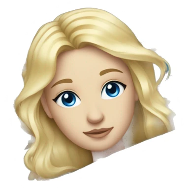 A blonde hair, blue eyed girl laying on a blue carpet sticker