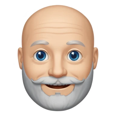 Bald man with full gray beard smiley ga e emoji sticker