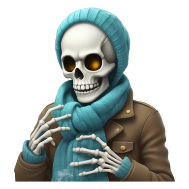 Skeleton wearing a scarf and gloves against cold putting eyedrops in his eyes sticker