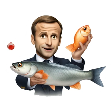 macron qui mange  du poisson sticker