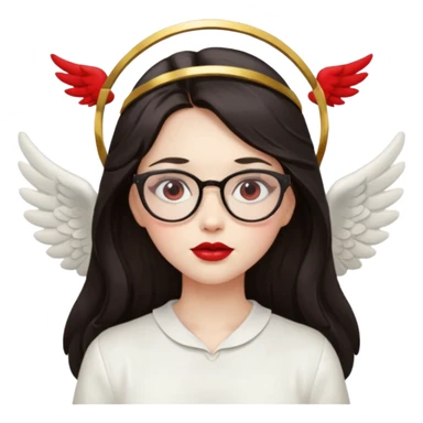 Angel girl with eyeglasses and long dark hair with red lipstick  sticker