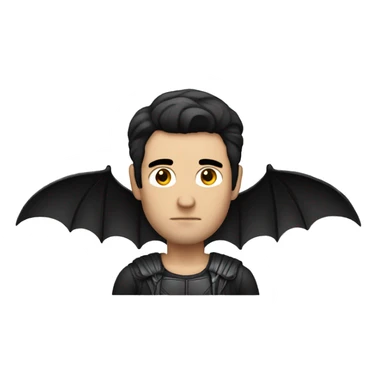 white man with black hair and large bat wings sticker