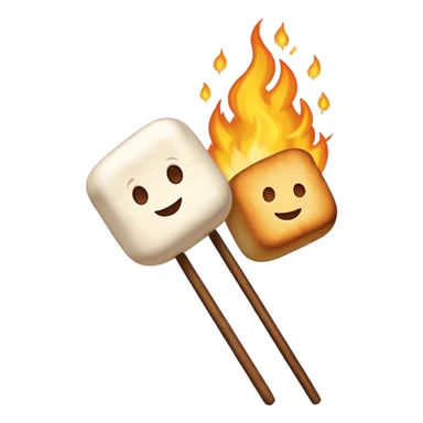 Marshmallows roasted on fire, skewered sticker
