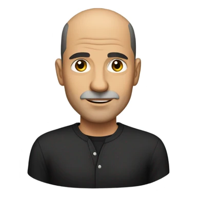 A middle-aged italian man with olive-toned skin with buzz cut hair and no facial hair. He is wearing a sleek black smart shirt, casually unbuttoned at the top. sticker