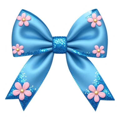 blue flower bow with glitter sticker