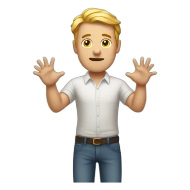 white man shrugging hands sticker