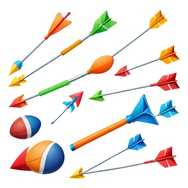A collection of colorful sports equipment with dynamic growth arrows sticker