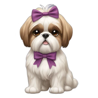 Dog Shih Tzu with a bow on his head full-body sticker