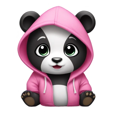 Baby panda wearing a pink hoodie  sticker